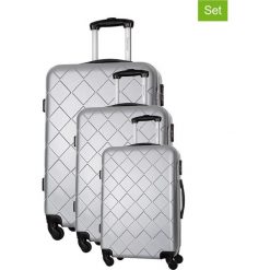 Walizki (3 szt.) w kolorze srebrnym. Szare walizki Crazy sales, bez wzorów, z materiału. W wyprzedaży za 549,95 zł.
