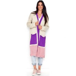 Kardigan maxi z kieszeniami kolorowy. Swetry damskie e-margeritka.pl, na wiosnę, s, bez wzorów, z krótkim rękawem, długie, bez kaptura. Za 198,99 zł.