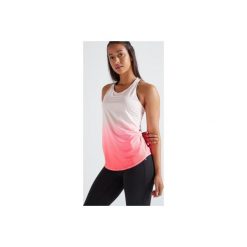 Top fitness kardio 500 damski. Zielone topy damskie DOMYOS, bez wzorów, z elastanu, bez kołnierzyka. Za 39,99 zł.