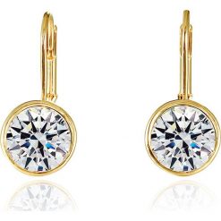 Pozłacane kolczyki "Amarillo" z kryształkami Swarovski. Żółte kolczyki damskie METROPOLITAN, z kryształem, złote. W wyprzedaży za 32,95 zł.