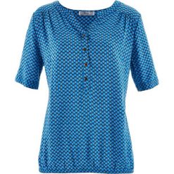Shirt polo z krótkim rękawem bonprix jasnoszary melanż. Szare tuniki damskie bonprix, s, bez wzorów, z bawełny, z krótkim rękawem. Za 44,99 zł.