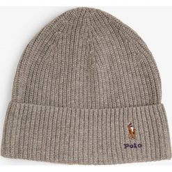 Polo Ralph Lauren - Czapka damska z dodatkiem kaszmiru, szary. Szare czapki damskie Polo Ralph Lauren, z haftami, z kaszmiru. Za 299,95 zł.