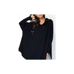 Bluzy damskie: BLUZKA BLUZA MELANGE | OVERSIZE CZARNA