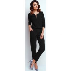 Elegancki Wyjściowy Kombinezon z Suwakiem - Czarny. Czarne kombinezony eleganckie damskie marki Molly.pl, s, długie. W wyprzedaży za 118,95 zł.