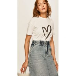 Answear Lab - T-shirt. Białe bluzki damskie Answear Lab, s, z nadrukiem, z bawełny, casualowe, z okrągłym kołnierzem, z krótkim rękawem. Za 49,90 zł.