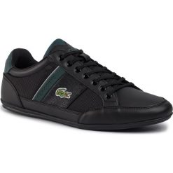 Sneakersy LACOSTE - Chaymon 319 1 CMA 7-38CMA00221R6 Blk/Dk Grn. Czarne sneakersy męskie Lacoste, na co dzień, bez wzorów, ze skóry ekologicznej, eleganckie, bez zapięcia. Za 529,00 zł.