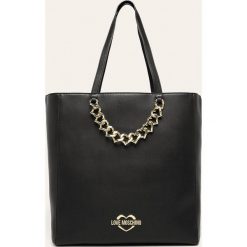 Love Moschino - Torebka. Czarne torby damskie na zakupy Love Moschino, w paski, ze skóry ekologicznej, duże, bez dodatków. W wyprzedaży za 599,90 zł.