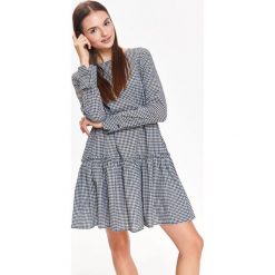 SUKIENKA DAMSKA W KRATĘ, Z FALBANĄ. Szare sukienki Top Secret, na jesień, eleganckie. Za 99,99 zł.