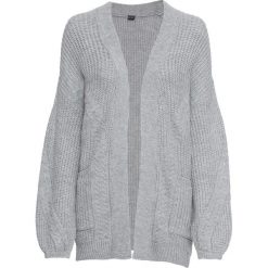 Sweter bez zapięcia, w warkocze bonprix szary melanż. Szare swetry damskie bonprix, na zimę, bez wzorów, bez rękawów, długie, bez kaptura. Za 49,99 zł.