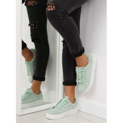 Trampki creepersy zielone AX02 GREEN. Zielone półbuty damskie obuwie damskie, z tkaniny. Za 36,44 zł.