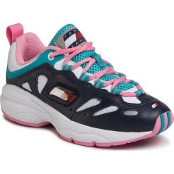 Sneakersy TOMMY JEANS - Heritage Retro Wmn Tommy Sneaker EN0EN00777 Twilight Navy C87. Niebieskie półbuty damskie Tommy Jeans, z jeansu. Za 539,00 zł.