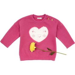Bluza w kolorze różowym. Różowe bluzy niemowlęce Benetton Kids, z aplikacjami, z bawełny, bez rękawów, bez kaptura. W wyprzedaży za 42,95 zł.