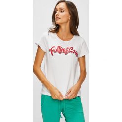 Answear - Top Boho Bandit. Białe bluzki damskie ANSWEAR, s, z nadrukiem, z bawełny, casualowe, z okrągłym kołnierzem, z krótkim rękawem. W wyprzedaży za 34,90 zł.