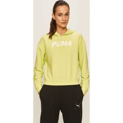 Puma - Bluza. Żółte bluzy damskie Puma, s, z nadrukiem, z poliesteru, bez rękawów, z kapturem. Za 229,90 zł.