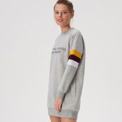 Bluza z paskami na rękawach - Jasny szary. Szare bluzy damskie Sinsay, s, w paski, bez rękawów, bez kaptura. Za 59,99 zł.