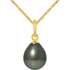 Naszyjniki damskie: Złoty naszyjnik z perłą tahiti – dł. 42 cm