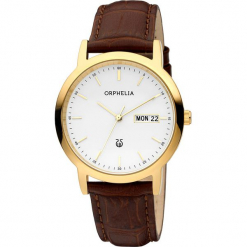 Zegarek kwarcowy w kolorze brązowo-biało-złotym. Brązowe, analogowe zegarki męskie Esprit Watches, ze stali. W wyprzedaży za 227,95 zł.