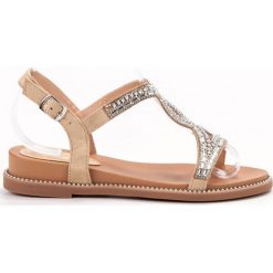 Bello Star brązowe Zamszowe Sandały Z Kryształkami. Pomarańczowe sandały damskie BELLO STAR, z aplikacjami, z zamszu, retro, bez obcasa, bez zapięcia, trekkingowe. Za 79,00 zł.