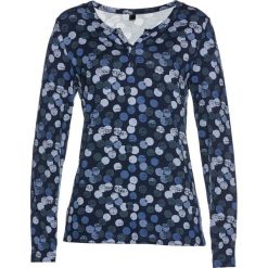 Shirt z długim rękawem bonprix ciemnoniebiesko-niebieski Chagall - niebieski. Niebieskie koszulki damskie bonprix, z nadrukiem, z elastanu, bez kołnierzyka, z długim rękawem. Za 69,99 zł.