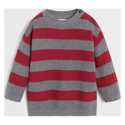 Mango Kids - Sweter dziecięcy Vitir 80-104 cm. Brązowe swetry chłopięce Mango Kids, bez wzorów, z bawełny, z okrągłym kołnierzem. Za 69,90 zł.