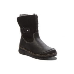 RIEKER 73384-00 Czarny. Czerwone botki damskie Rieker, ze skóry ekologicznej, bez obcasa, bez zapięcia. Za 279,99 zł.