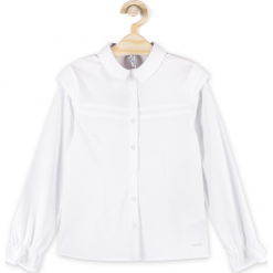 Bluzka. Białe bluzki dziewczęce bawełniane marki BACK TO SCHOOL GIRL, z falbankami. Za 59,90 zł.