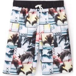Szorty kąpielowe z nadrukiem w palmy 10-16 lat. Szare kąpielówki chłopięce marki La Redoute Collections, z nadrukiem. Za 83,12 zł.
