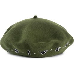 Czapka EMPORIO ARMANI - 637348 9A502 05983 Jungle Green. Zielone czapki damskie Emporio Armani, bez wzorów, z wełny. W wyprzedaży za 429,00 zł.