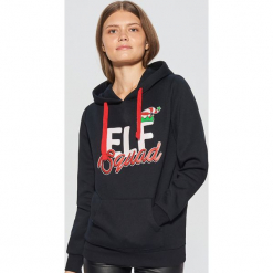 Bluza ze świątecznym motywem - Czarny. Czarne bluzy damskie marki Cropp, l. Za 69,99 zł.