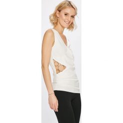 Morgan - Top. Białe bluzki damskie Morgan, s, bez wzorów, z elastanu, casualowe, bez kołnierzyka, bez rękawów. W wyprzedaży za 89,90 zł.