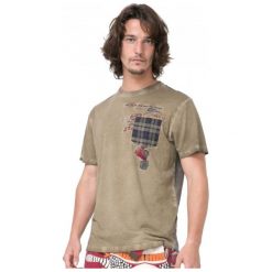 Desigual T-Shirt Męski Javi S Khaki. Brązowe koszulki męskie Desigual, s, bez wzorów, bez kołnierzyka, bez rękawów. W wyprzedaży za 149,00 zł.