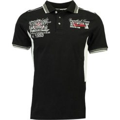 Koszulka polo w kolorze czarnym. Czarne koszulki polo męskie Geographical Norway Men, m, z haftami, z bawełny, polo, bez rękawów. W wyprzedaży za 90,95 zł.