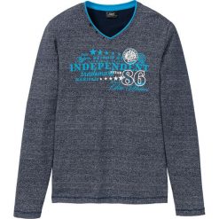 Shirt z długim rękawem melanżowy bonprix ciemnoniebiesko-turkusowy melanż. Niebieskie koszulki męskie bonprix, xxl, z aplikacjami, z bawełny, bez kołnierzyka, z długim rękawem, długie. Za 44,99 zł.