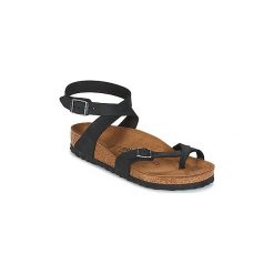 Sandały Birkenstock YARA. Czarne sandały damskie marki Birkenstock, bez wzorów, bez obcasa, bez zapięcia. Za 419,00 zł.
