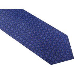 Granatowy krawat męski w drobne kwiatki D49. Niebieskie krawaty męskie Modini Moda Męska, na co dzień, w kwiaty, z tkaniny, casualowe. Za 49,50 zł.