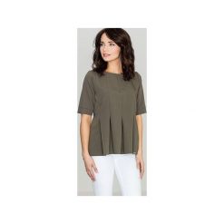 Bluzka K370 Oliwka. Zielone bluzki damskie Lenitif, xl, bez wzorów, z okrągłym kołnierzem, z krótkim rękawem. Za 119,00 zł.