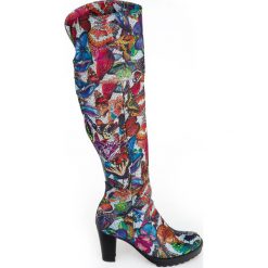 Kozaki za kolano - skóra naturalna - model 185 - kolor motyl. Szare kozaki damskie Zapato, na randkę, na zimę, z dzianiny, klasyczne, przed kolano, na wysokim obcasie, na obcasie, bez zapięcia. W wyprzedaży za 367,50 zł.