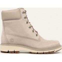 Timberland - Workery Lucia Way. Szare workery damskie Timberland, ze skóry, z okrągłym noskiem, na sznurówki. Za 829,90 zł.