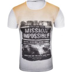 Koszulka męska t-shirt slim Recea. Koszulki męskie Recea, xl, z nadrukiem, z bawełny, młodzieżowe, bez kołnierzyka. Za 21,45 zł.
