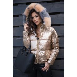 Kurtka Metaliczna Dwustronna Beżowa. Brązowe kurtki damskie Modaforyou, na jesień, s, bez wzorów, z puchu, eleganckie, bez kaptura. Za 479,00 zł.