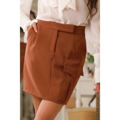 Spódnica MALONDA BROWN. Pomarańczowe spódniczki damskie IVET, bez wzorów, eleganckie, krótkie, mini, koszulowe. W wyprzedaży za 39,00 zł.