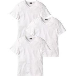 T-shirty męskie: T-shirt z dekoltem w serek (3 szt.) Regular Fit bonprix 3x biały