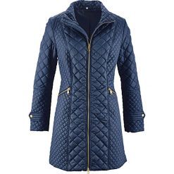 Krótki płaszcz pikowany bonprix ciemnoniebieski. Niebieskie płaszcze damskie bonprix, z aplikacjami, eleganckie, krótkie. Za 149,99 zł.