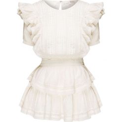 Sukienka LOVESHACKFANCY NATASHA. Brązowe sukienki dziewczęce LoveShackFancy, w koronkowe wzory, z bawełny, boho, z krótkim rękawem, krótkie, mini. Za 1370,00 zł.