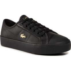 Trampki LACOSTE - Ziane Plus Grand 01201Cfa 7-40CFA00051V7 Blk/Gld. Czarne półbuty damskie Lacoste, bez wzorów, ze skóry ekologicznej, bez obcasa, na płaskiej podeszwie, bez zapięcia. Za 399,00 zł.