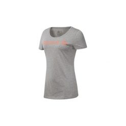 T-shirty z krótkim rękawem Reebok Sport Koszulka LINEAR READ SCOOP NECK. Szare topy sportowe damskie Reebok Sport, s, bez wzorów, bez kołnierzyka, z krótkim rękawem, krótkie, bez kaptura, climacool (adidas). Za 69,95 zł.