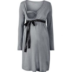 Sukienka ciążowa i do karmienia bonprix szary melanż. Szare sukienki damskie marki bonprix, melanż, z satyny, z dekoltem w serek, moda ciążowa. Za 59,99 zł.