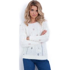 Ecru Klasyczny Sweter z Ażurowym Wzorem. Szare piżamy damskie Molly.pl, uniwersalny, bez wzorów, z jeansu, klasyczne, bez rękawów, długie, bez kaptura. Za 89,90 zł.