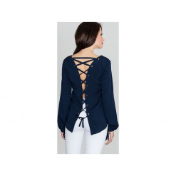 Bluzka K385 Granat. Niebieskie bluzki longsleeves Lenitif, m, z dekoltem na plecach. Za 119,00 zł.