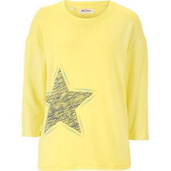 Bluza oversize z nadrukiem bonprix jasna limonka z nadrukiem. Żółte bluzy damskie bonprix, z nadrukiem, bez rękawów, bez kaptura. Za 34,99 zł.